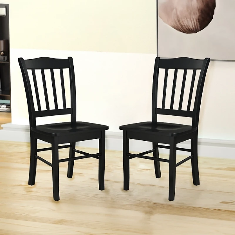 Black Shaker Wood Dining Chairs, Set of 2
