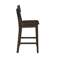 Dark Brown Wood Open Back Counter Stool
