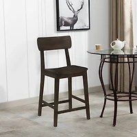 Dark Brown Wood Open Back Counter Stool