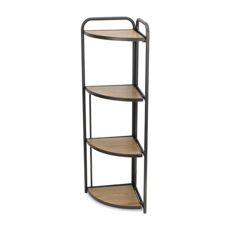 Black 4-Tier Foldable Corner Shelf