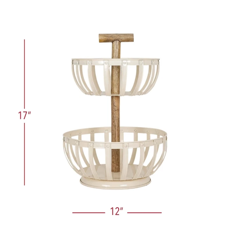 White Metal 2-Tier Kitchen Basket