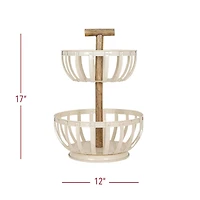 White Metal 2-Tier Kitchen Basket
