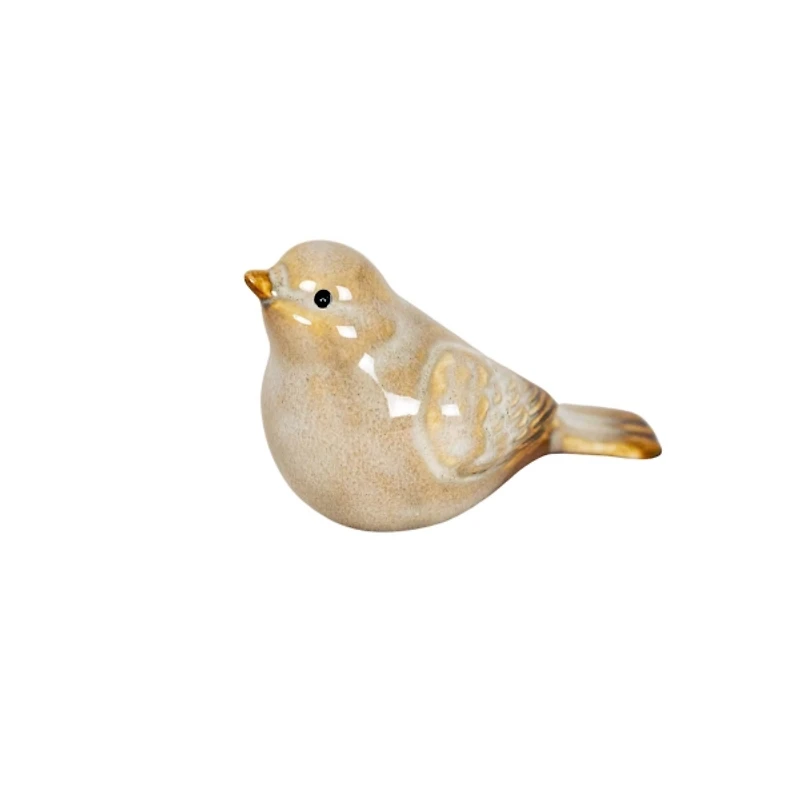 Tan Porcelain Bird Figurines, Set of 4