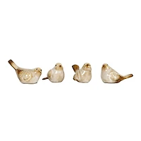 Tan Porcelain Bird Figurines, Set of 4