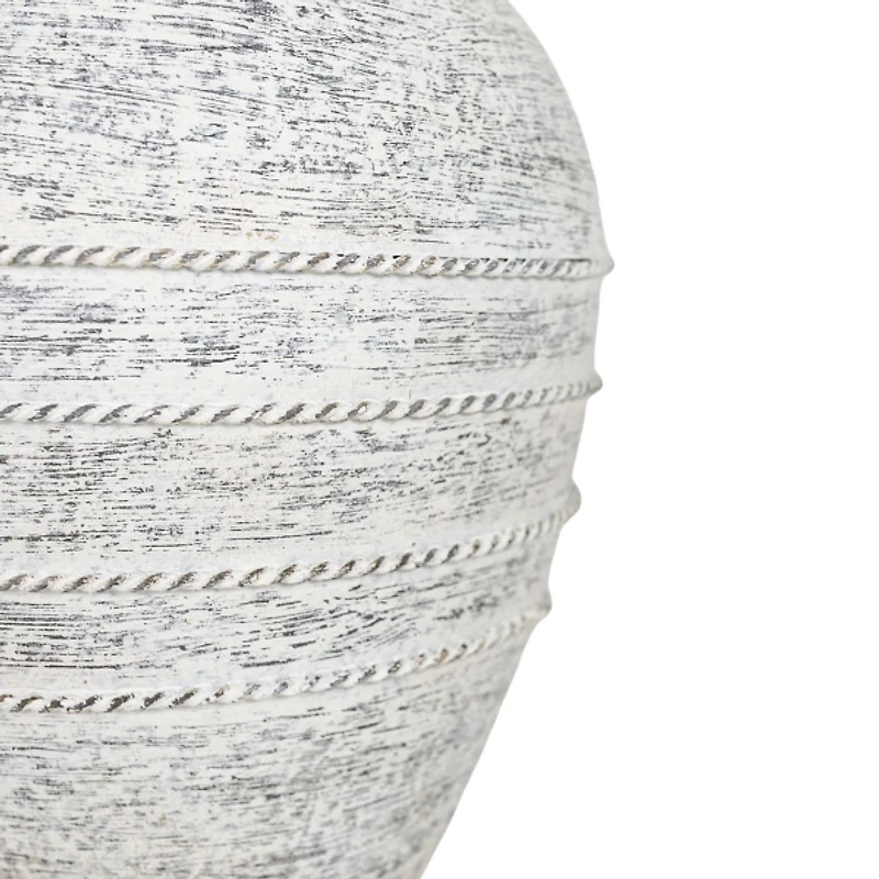 White Braided Stripe Metal Vase