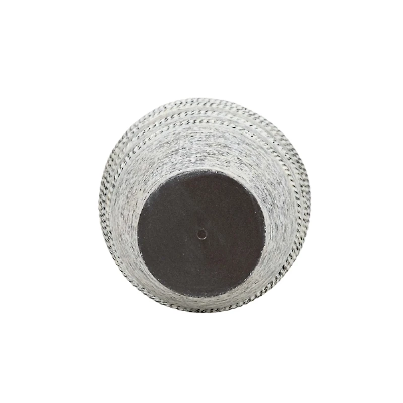 White Braided Stripe Metal Vase