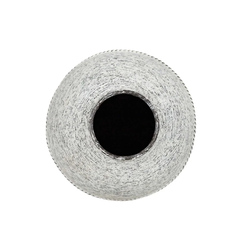 White Braided Stripe Metal Vase