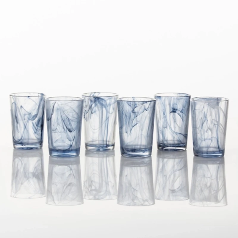 Fortessa Blue Swirl Tall Glasses, Set of 6