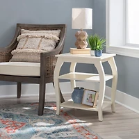 White Prismatic Wood Accent Table