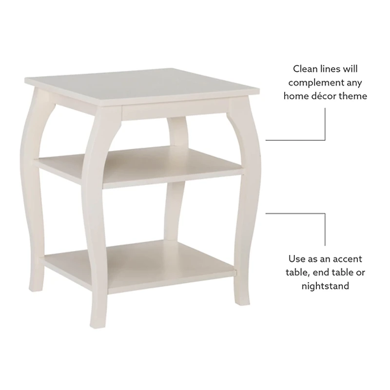 White Prismatic Wood Accent Table