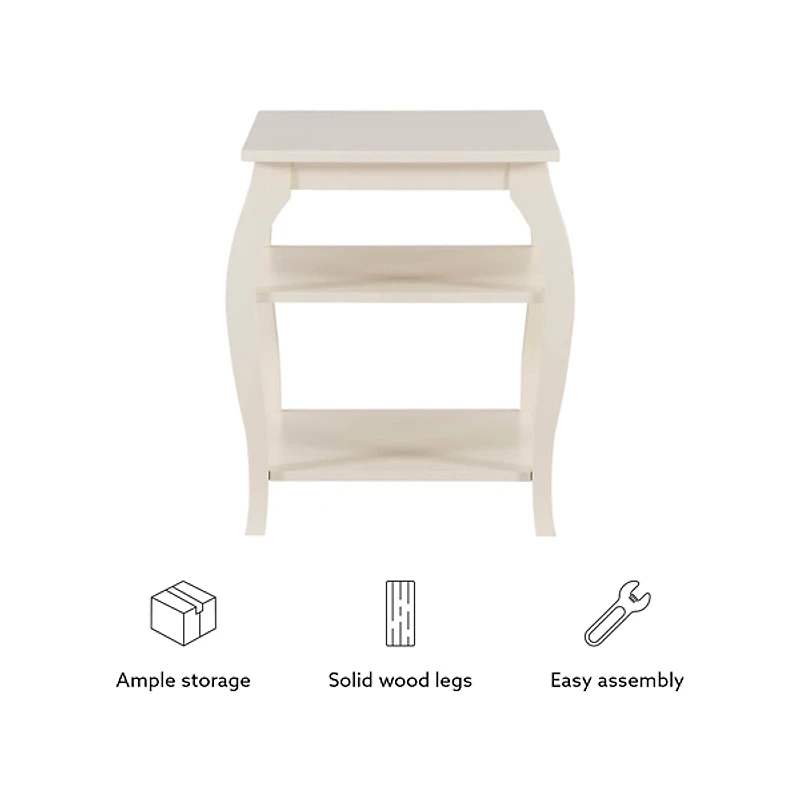 White Prismatic Wood Accent Table