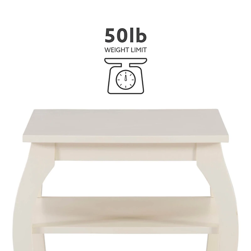 White Prismatic Wood Accent Table