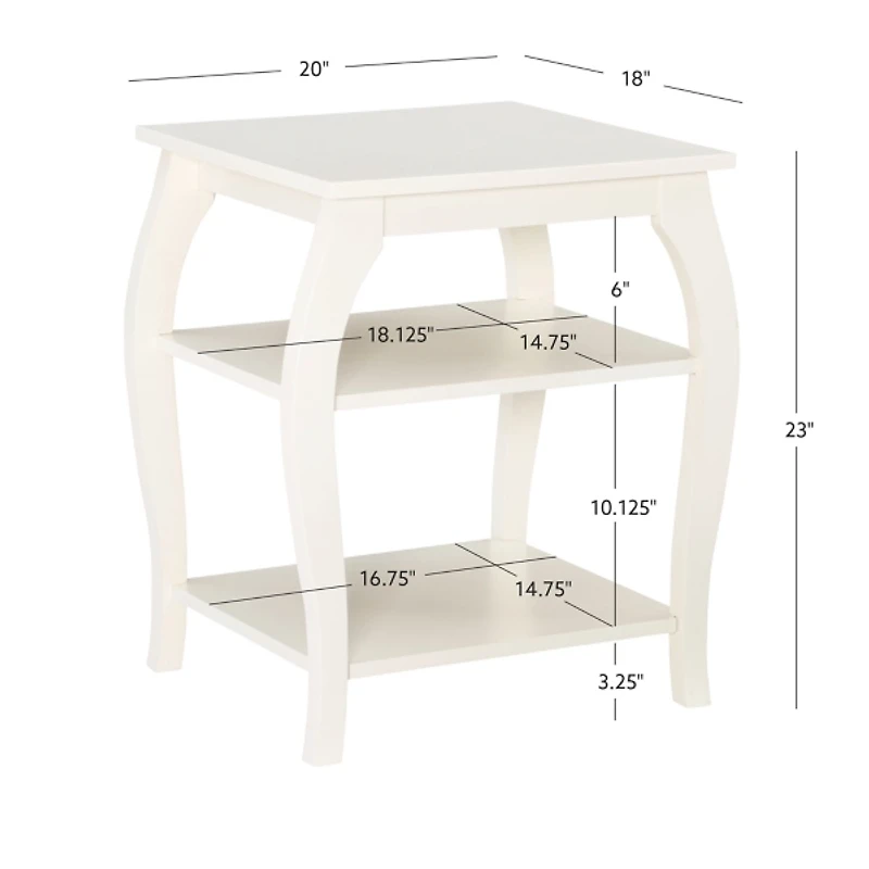 White Prismatic Wood Accent Table