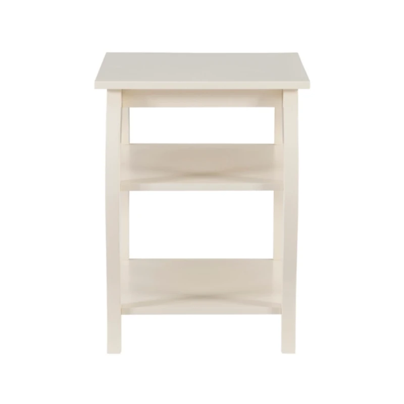 White Prismatic Wood Accent Table