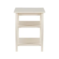White Prismatic Wood Accent Table