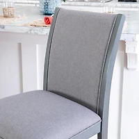 Gray Wood Upholstered Counter Stools, Set of 2