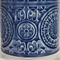 Blue Ceramic Embossed Spiro Table Lamp
