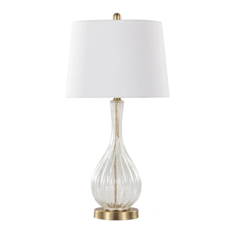 Clear Crackle Glass Penny Table Lamps, Set of 2