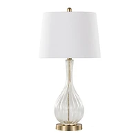 Clear Crackle Glass Penny Table Lamps, Set of 2