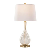 Clear Crackle Glass Penny Table Lamps, Set of 2