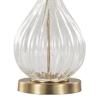 Clear Crackle Glass Penny Table Lamps, Set of 2