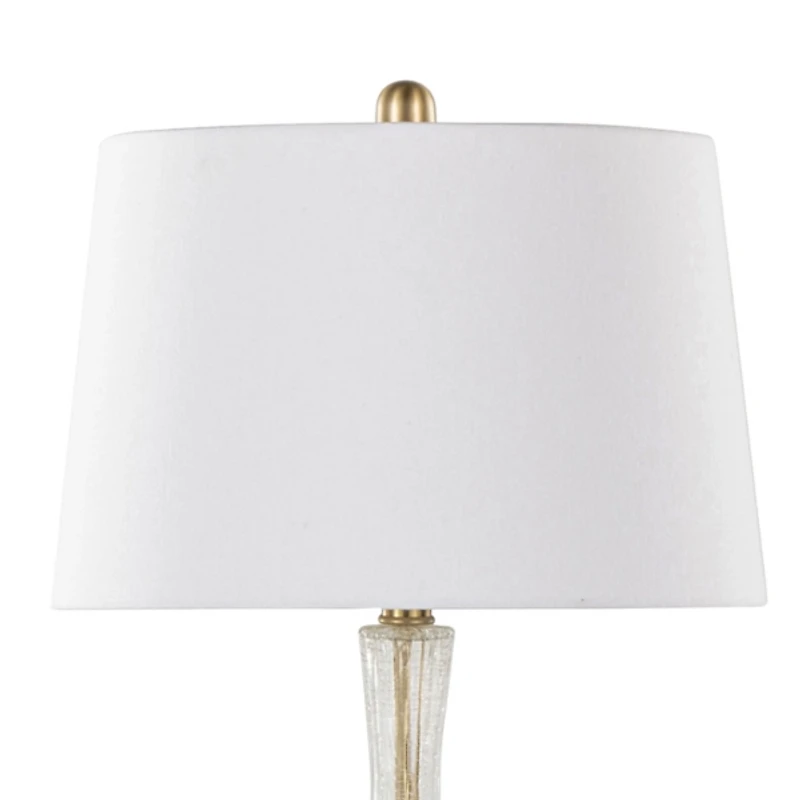 Clear Crackle Glass Penny Table Lamps, Set of 2