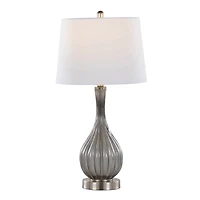 Gray Crackle Glass Teardrop Table Lamps, Set of 2
