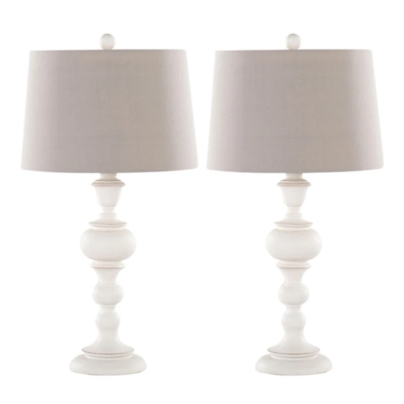Distressed Off-White Morocco Table Lamps, Set of 2