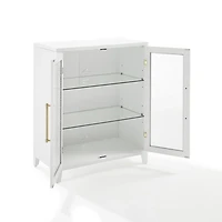 White & Gold Glass Door Storage Cabinet