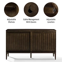 Dark Brown Slatted Sliding Door Cabinet