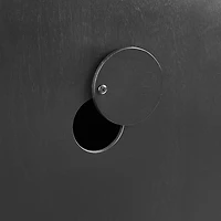 Black Slatted Sliding Door Cabinet