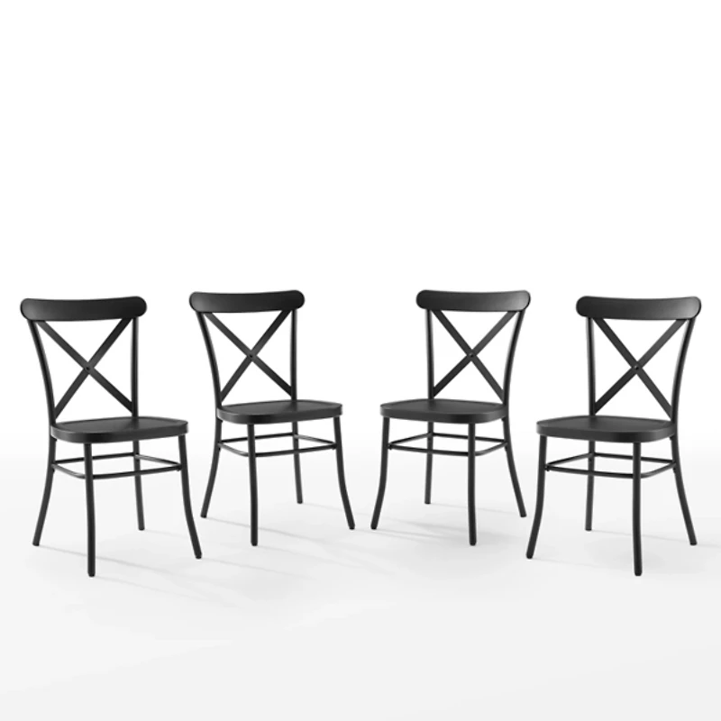Black Metal Open Back Chairs, Set of 4