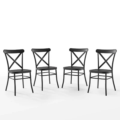 Black Metal Open Back Chairs, Set of 4