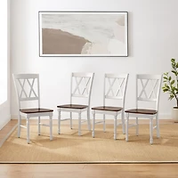 White Wood Farmhouse Dining Chairs, Set of 4