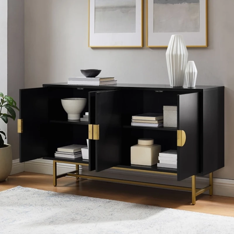 Black Wood & Gold Metal Cabinet