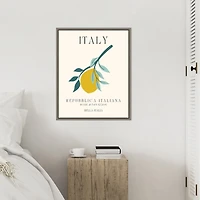 Italy Lemon Poster Framed Canvas Art Print