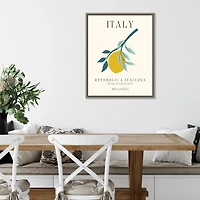 Italy Lemon Poster Framed Canvas Art Print