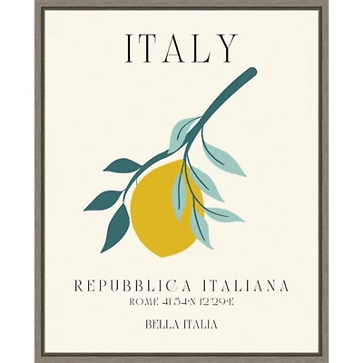Italy Lemon Poster Framed Canvas Art Print