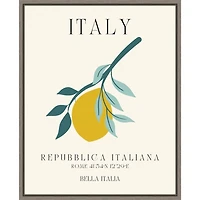 Italy Lemon Poster Framed Canvas Art Print