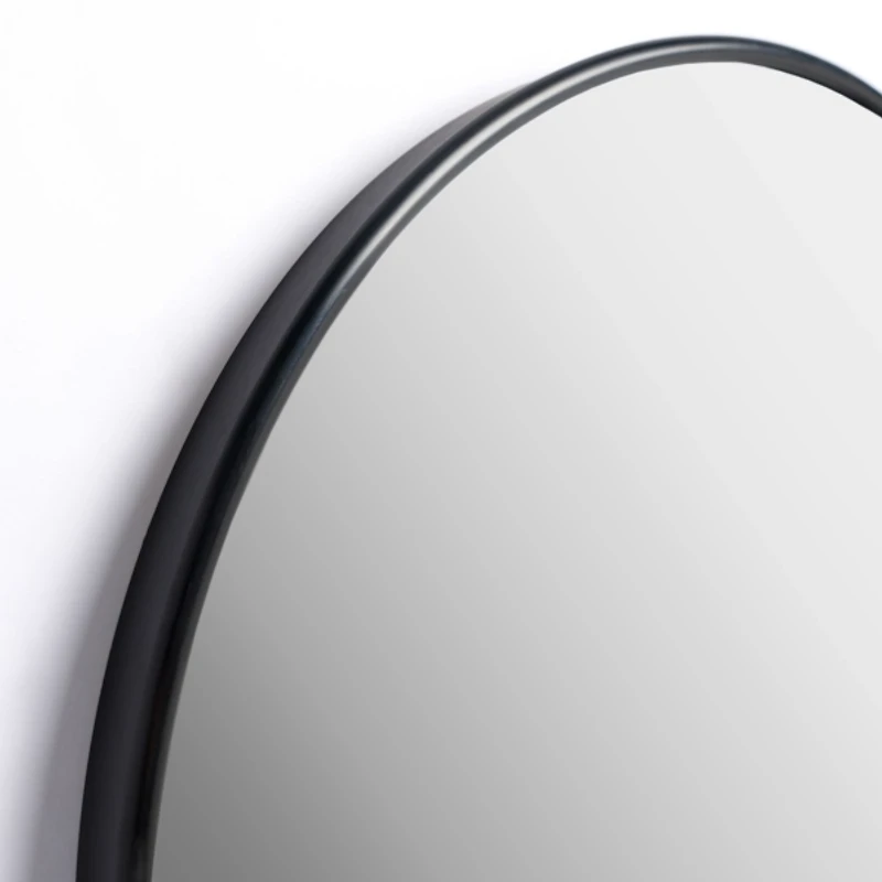 Round Black Nouveau Linear Wall Mirror, 38 in.