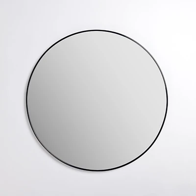 Round Black Nouveau Linear Wall Mirror, 38 in.