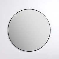 Round Black Nouveau Linear Wall Mirror, 38 in.
