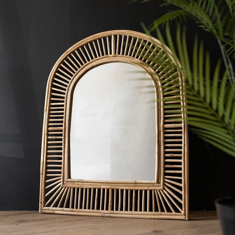 Natural Cane Arched Wall Mirror