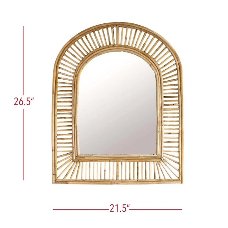 Natural Cane Arched Wall Mirror