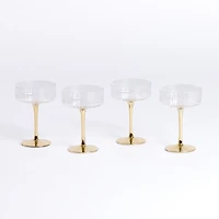 Ripple Gold Base Coupe Wine Glasses, Set of 4