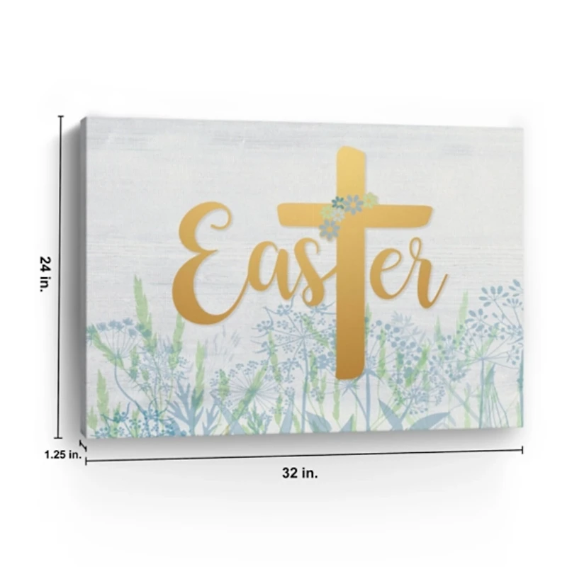 Easter Cross Wildflower Canvas Art Print, 24x32