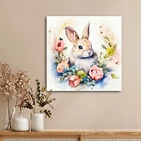 Bunny Nestled in Flowers Canvas Art Print