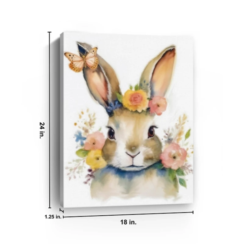 Floral Easter Bunny Canvas Art Print