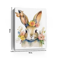 Floral Easter Bunny Canvas Art Print