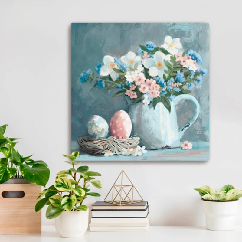 Easter Eggs and Floral Jug Canvas Art Print